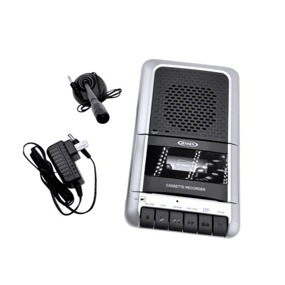 Jensen MCR-100 Cassette Recorder Portable w/ Mic & AC Adapter Excellent